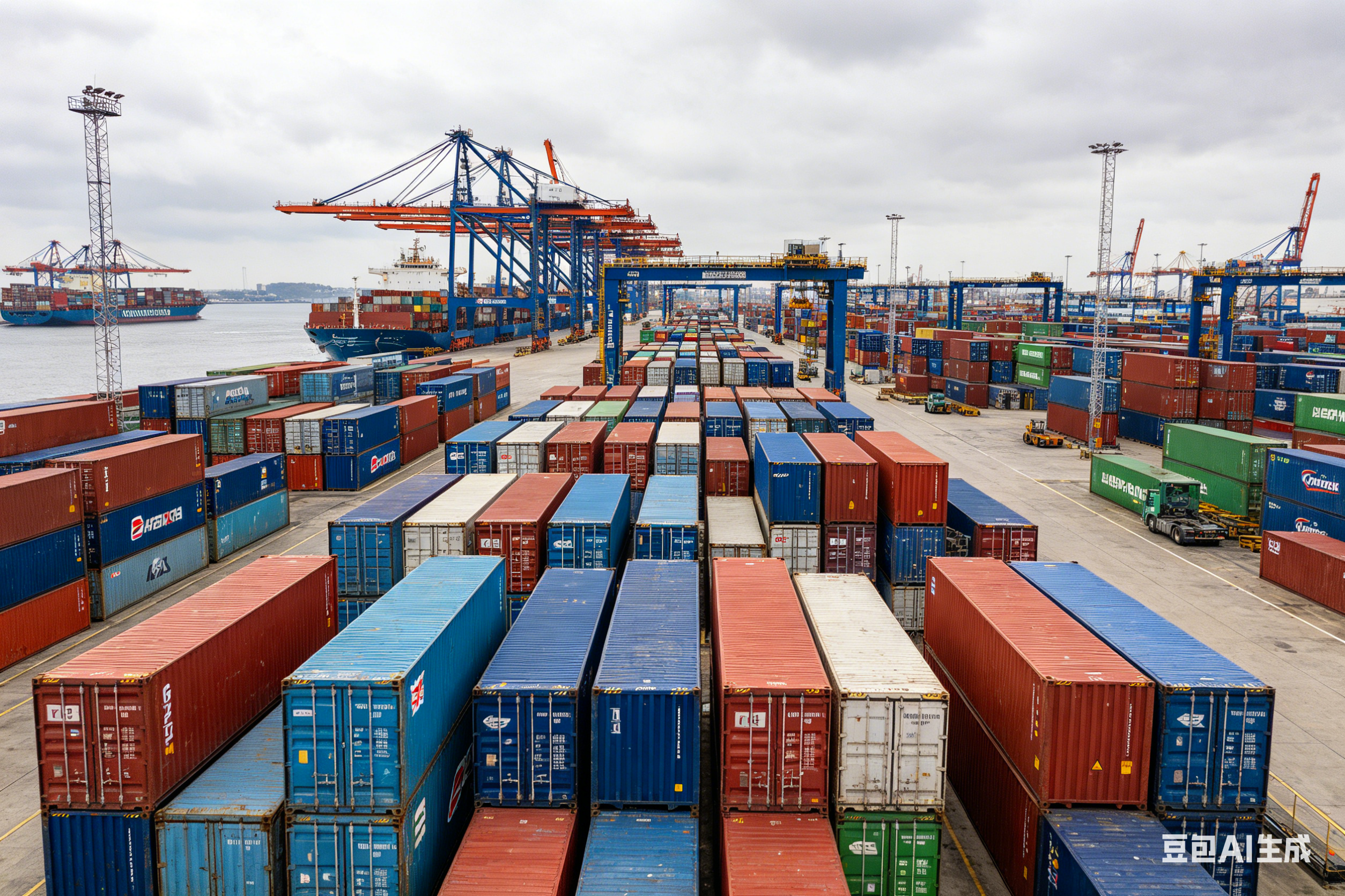 Shipping containers at a port